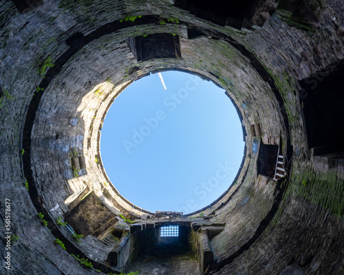 Conwy, North Wales, United Kingdom: Conwy Castle fortification built by Edward I, during his conquest of Wales. View up through Kings Tower.  photo
