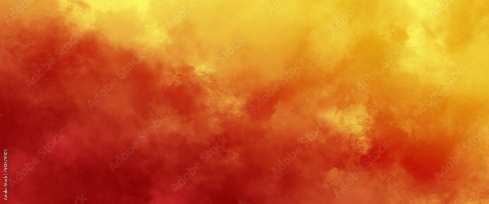 red and yellow background, abstract watercolor background with space. colorful sunrise or sunset colors in cloudy shapes. beautiful hues of yellow gold and pink in hand painted watercolor background