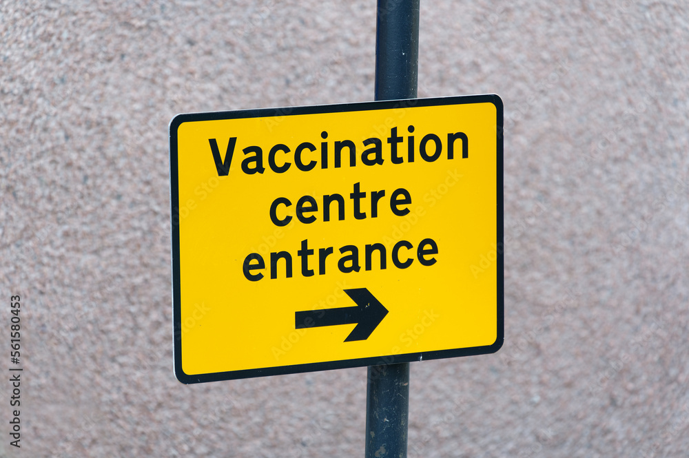 Vaccination medical centre for Covid-19 road sign Vaccination medical centre for Covid-19 road sign
