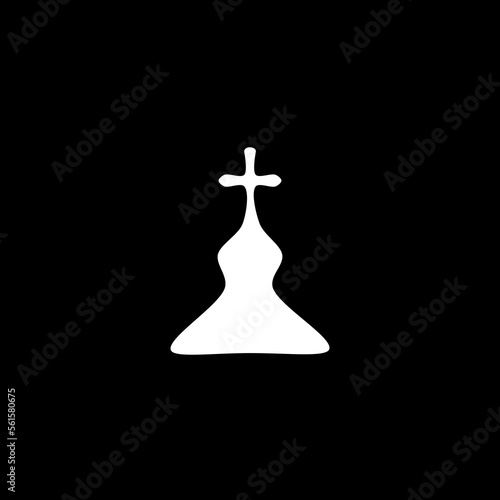 Christian cross .Black and white silhouette. 