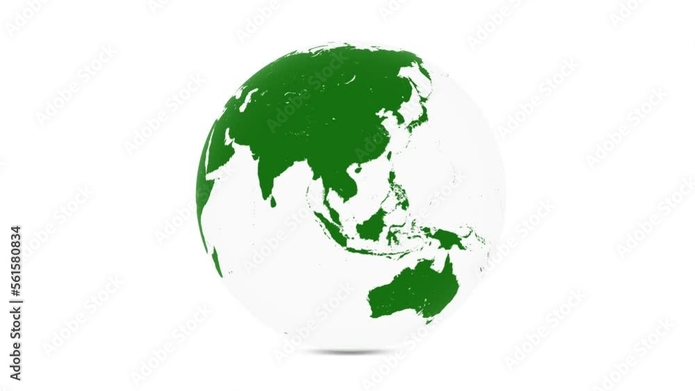 Clean white green earth globe planet seamless looping rotation on white background. Isolated. Concept ecology. Clean white green earth globe planet seamless looping rotation on white background. Isolated. Concept ecology.
