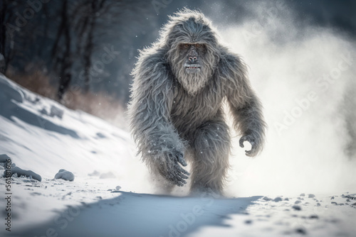  Yeti in the Himalayan mountains. Generative AI