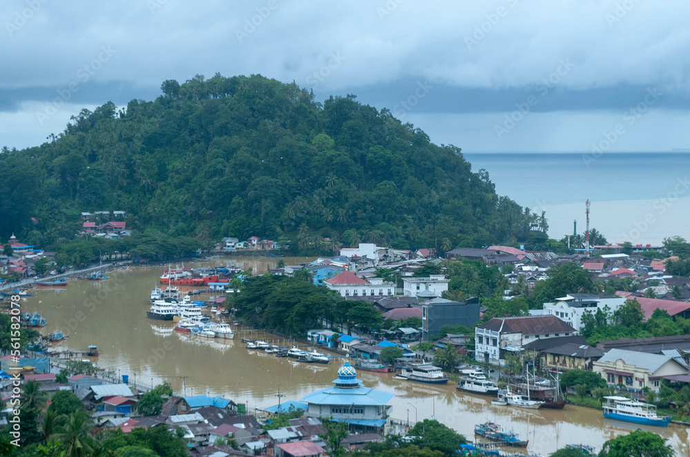  Photograph of Muara Padang harbour, taken from Siti Nurbaya bridge. West Sumatera of Indonesia