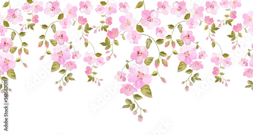 delicate floral seamless ornament with pink flowers