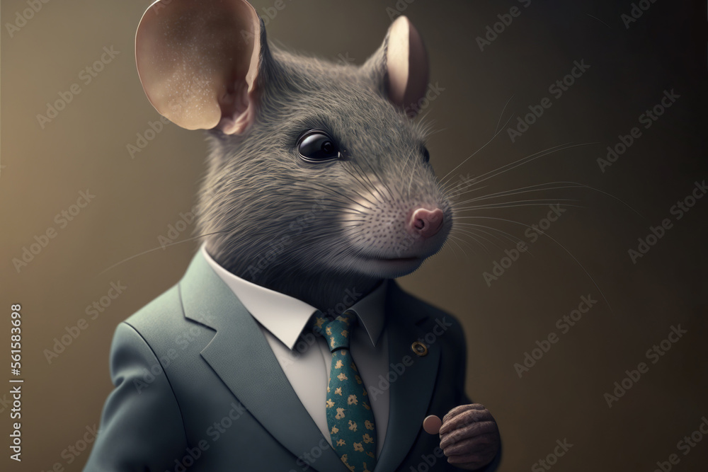 portrait of a mouse dressed in a formal business suit, generative ai - obrazy, fototapety, plakaty 
