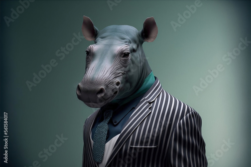 Portrait of a tapir dressed in a formal business suit,  generative ai photo