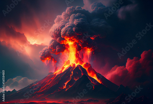 Fotobehang Volcanic eruption in Indonesia