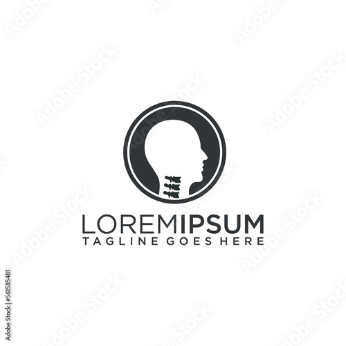 Silhouette of human head with visible throat for healthcare logo