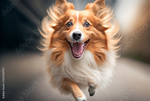 dog running happily. Generative AI. © Jorge Ferreiro