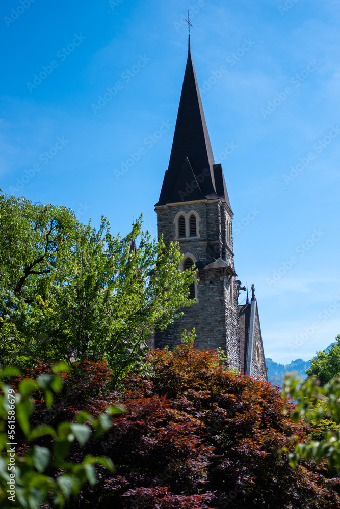 Kirche Wipkingen church tower in Zurich, Switzerland Kirche Wipkingen church tower in Zurich, Switzerland