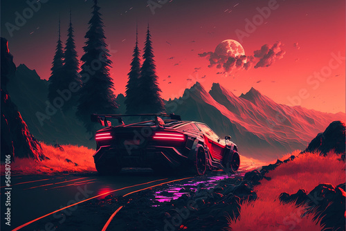 Car in Nature, Generative AI, Illustration © emir