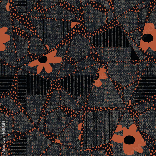 Modern exotic floral with dots, herbs, palm, tropical leaves jungle for luxury pattern. Collage contemporary Hand drawn cartoon style  geometric fabric patchwork abstract vector seamless Creative