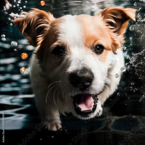 Dog diving into water - AI Generated