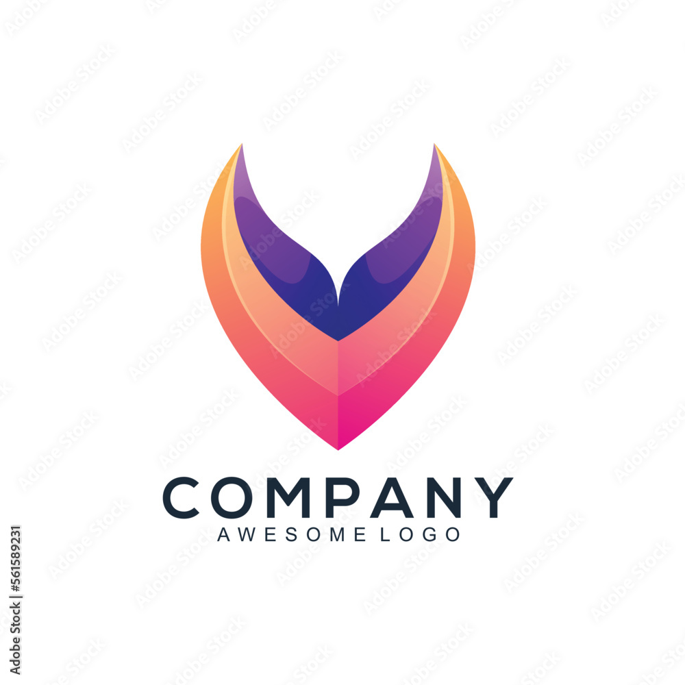 Letter V colorful logo design template modern