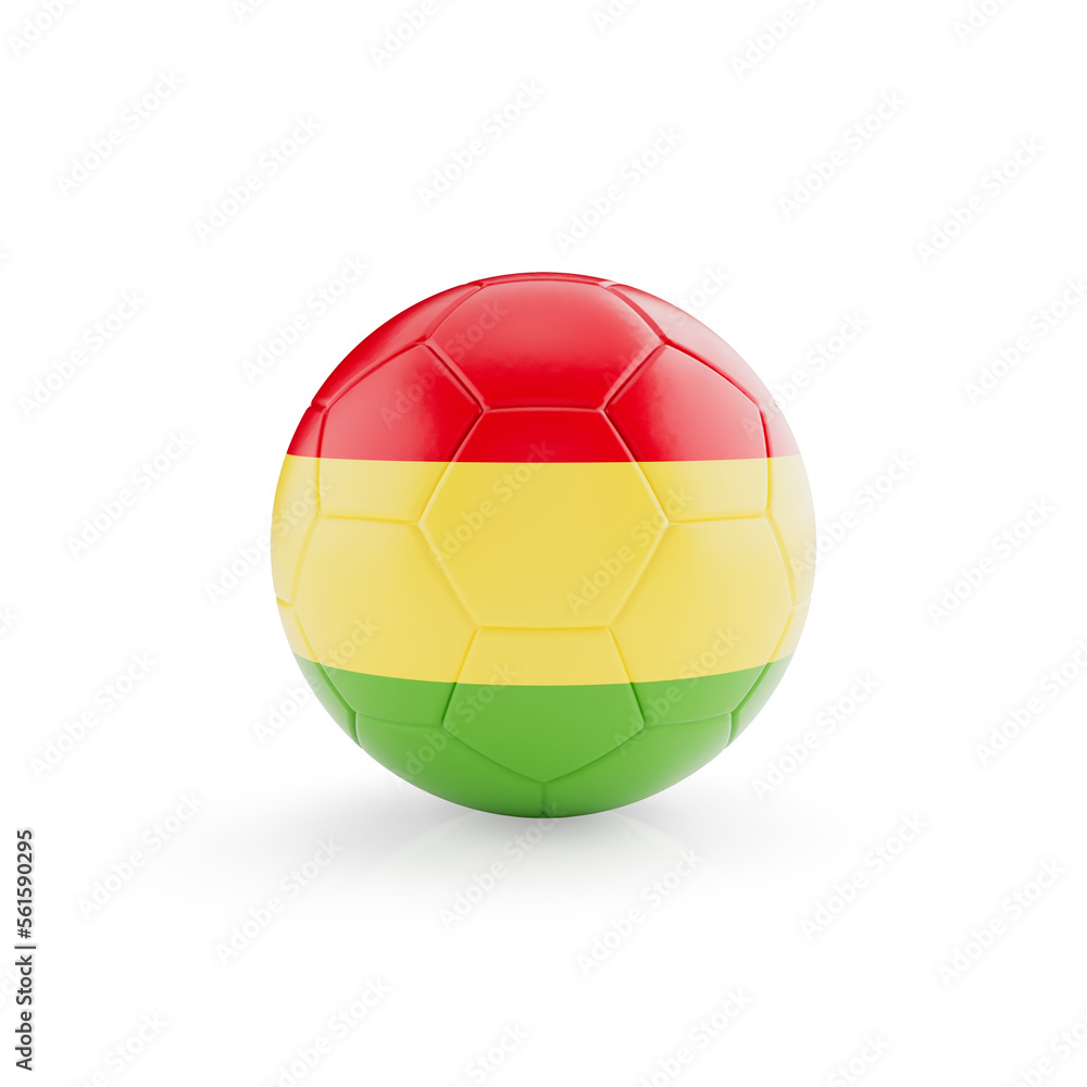 3D football soccer ball with Bolivia national team flag isolated on white background - 3D Rendering