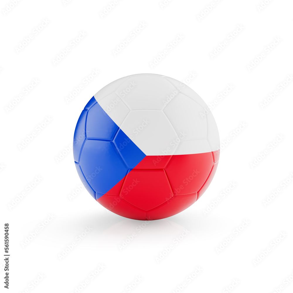 3D football soccer ball with Czech Republic national team flag isolated on white background - 3D Rendering 3D football soccer ball with Czech Republic national team flag isolated on white background - 3D Rendering
