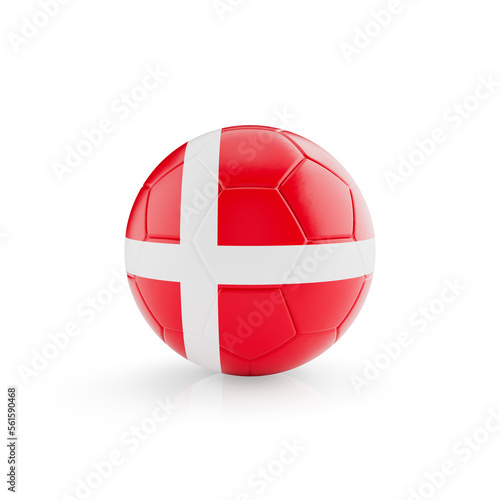 3D football soccer ball with Denmark national team flag isolated on white background - 3D Rendering