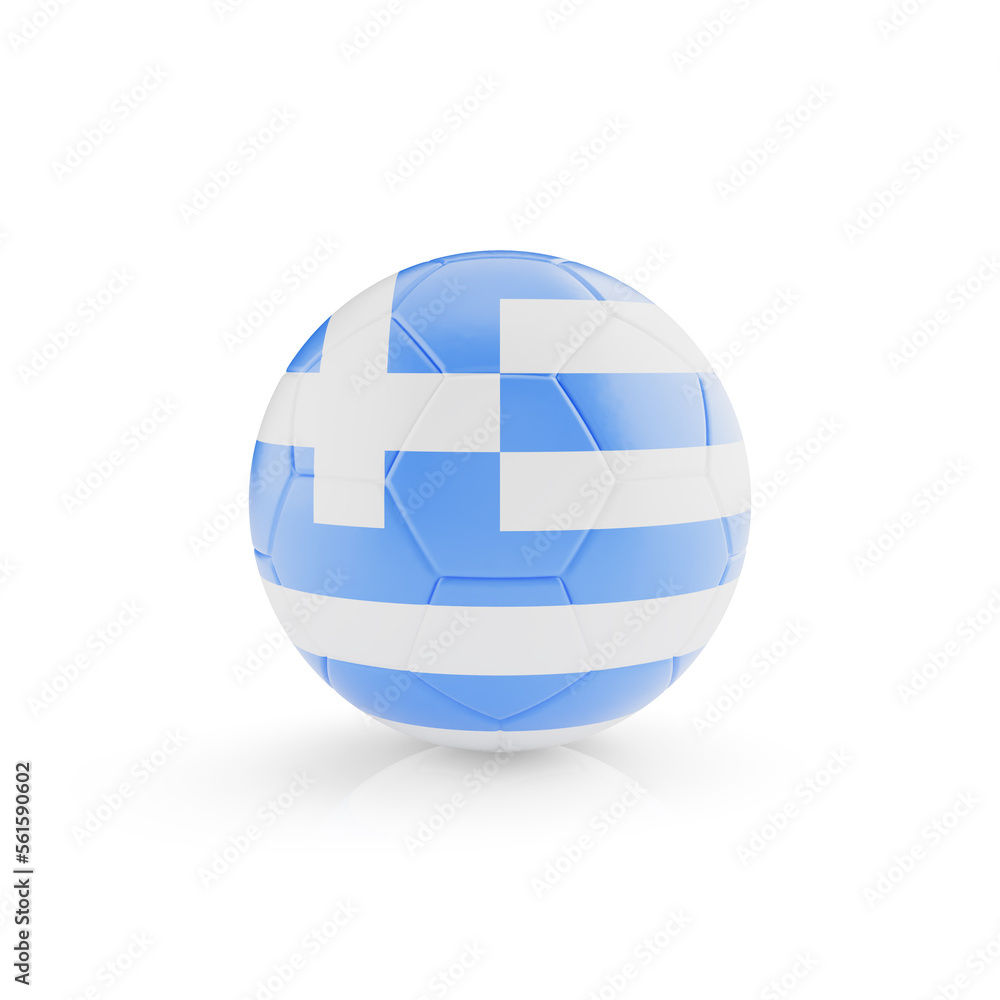3D football soccer ball with Greece national team flag isolated on white background - 3D Rendering 3D football soccer ball with Greece national team flag isolated on white background - 3D Rendering