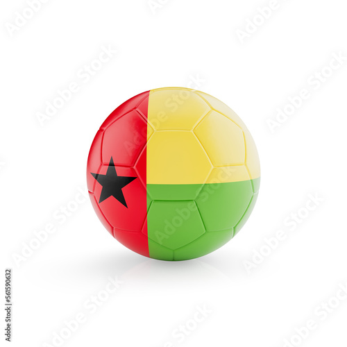 3D football soccer ball with Guinea Bissau national team flag isolated on white background - 3D Rendering