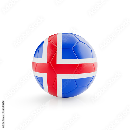 3D football soccer ball with Iceland national team flag isolated on white background - 3D Rendering