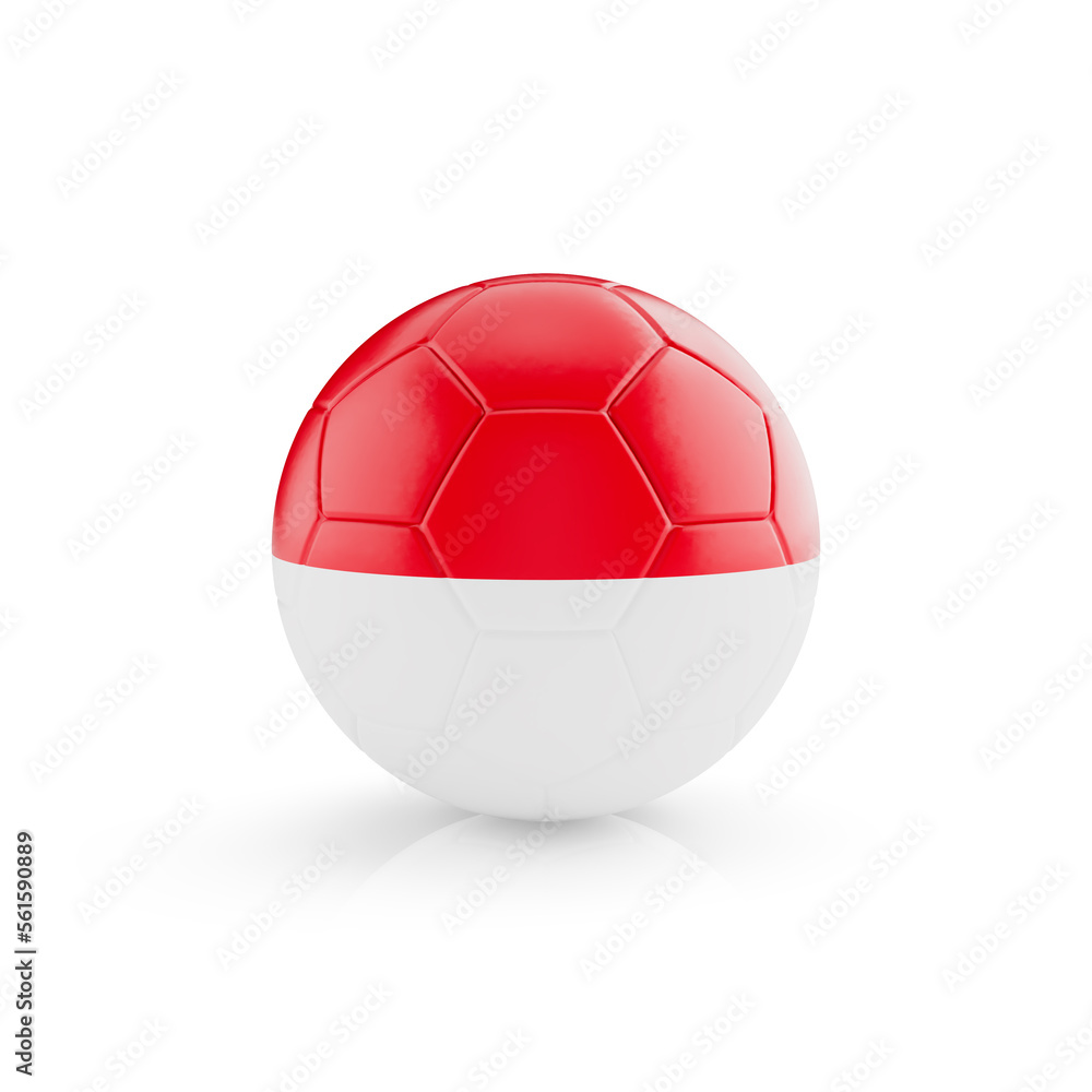3D football soccer ball with Monaco national team flag isolated on white background - 3D Rendering 3D football soccer ball with Monaco national team flag isolated on white background - 3D Rendering