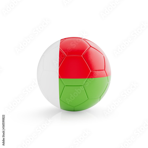 3D football soccer ball with Madagascar national team flag isolated on white background - 3D Rendering