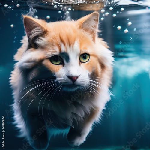 Cat Diving Into Water - Ai Generated