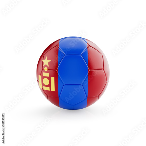 3D football soccer ball with Mongolia national team flag isolated on white background - 3D Rendering