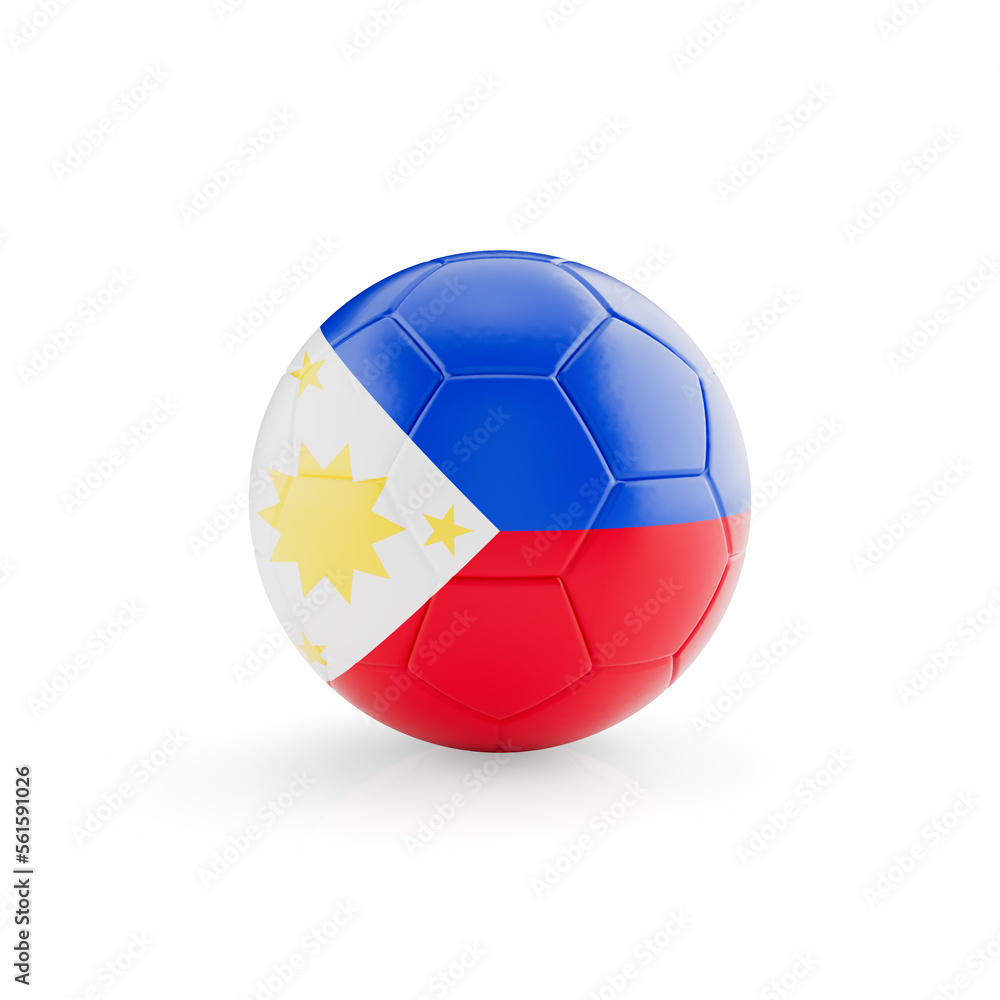 3D football soccer ball with Philippines national team flag isolated on white background - 3D Rendering