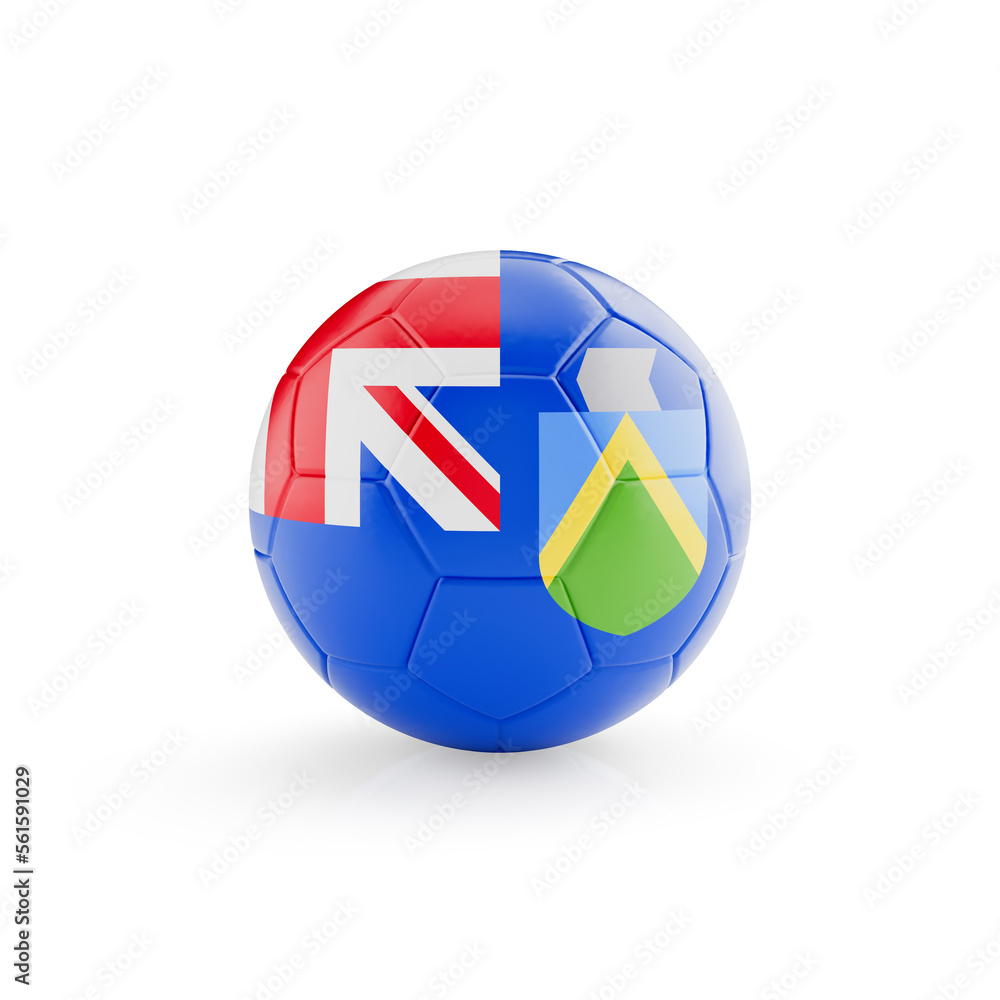 3D football soccer ball with Pitcairn Islands national team flag isolated on white background - 3D Rendering 3D football soccer ball with Pitcairn Islands national team flag isolated on white background - 3D Rendering
