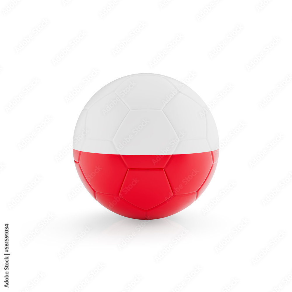 3D football soccer ball with Poland national team flag isolated on white background - 3D Rendering 3D football soccer ball with Poland national team flag isolated on white background - 3D Rendering