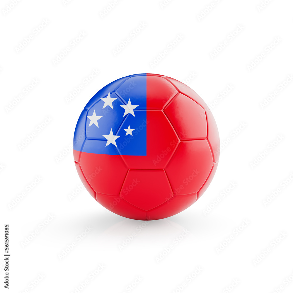 3D football soccer ball with Samoa national team flag isolated on white background - 3D Rendering 3D football soccer ball with Samoa national team flag isolated on white background - 3D Rendering