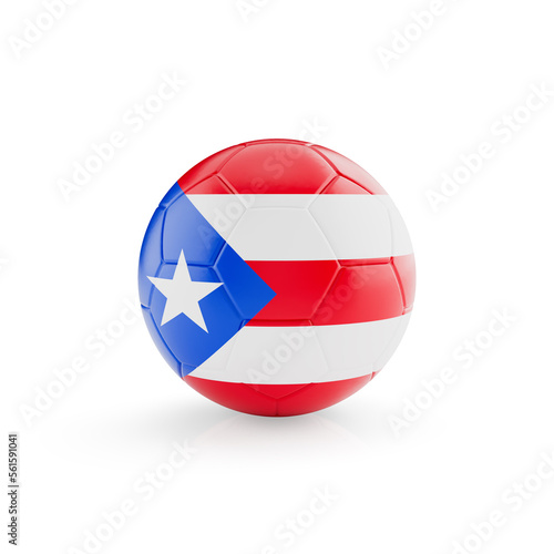 3D football soccer ball with Puerto Rico national team flag isolated on white background - 3D Rendering