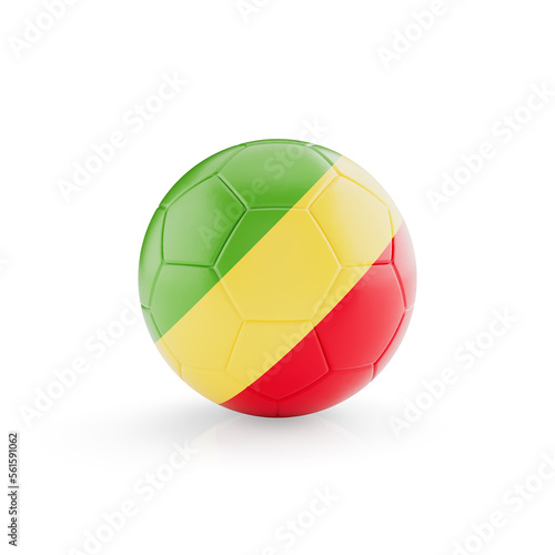 3D football soccer ball with Republic Of The Congo national team flag isolated on white background - 3D Rendering
