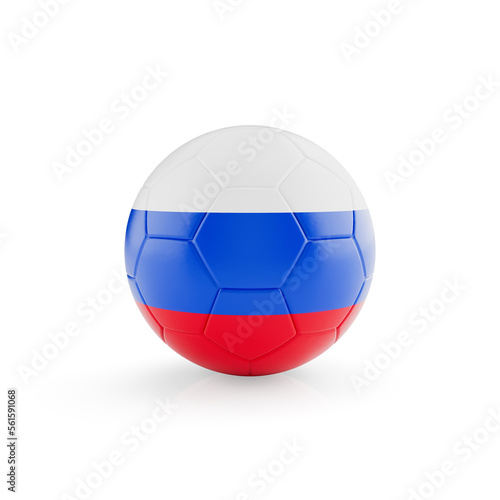 3D football soccer ball with Russia national team flag isolated on white background - 3D Rendering