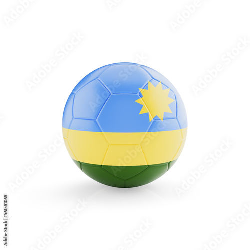 3D football soccer ball with Rwanda national team flag isolated on white background - 3D Rendering