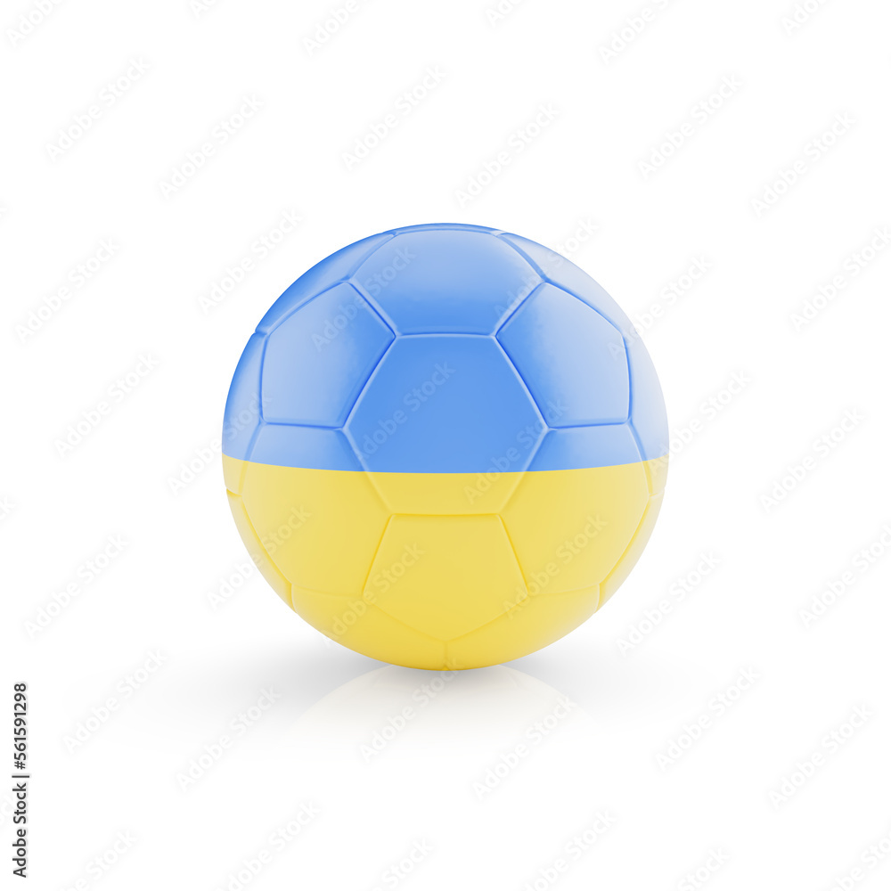 3D football soccer ball with Ukraine national team flag isolated on white background - 3D Rendering 3D football soccer ball with Ukraine national team flag isolated on white background - 3D Rendering