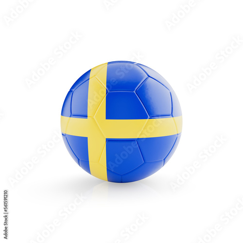 3D football soccer ball with Sweden national team flag isolated on white background - 3D Rendering
