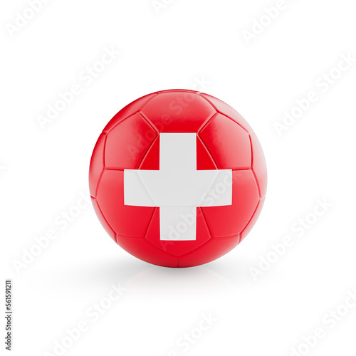 3D football soccer ball with Switzerland national team flag isolated on white background - 3D Rendering