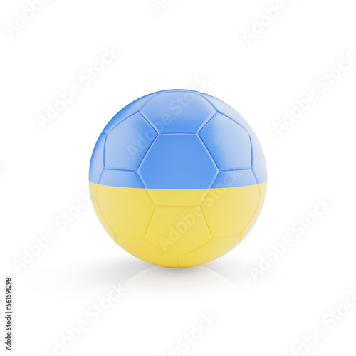 3D football soccer ball with Ukraine national team flag isolated on white background - 3D Rendering