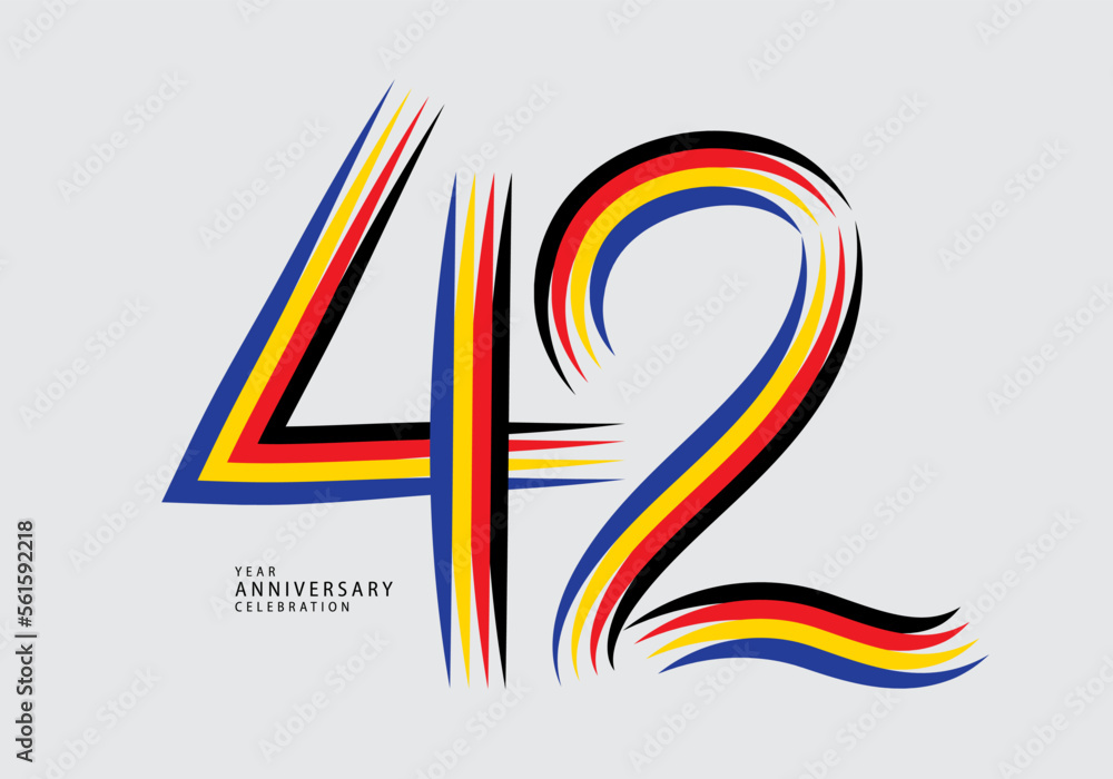 42 years anniversary celebration logotype colorful line vector, 42th birthday logo, 42 number, Banner template, vector design template elements for invitation card and poster. number design vector