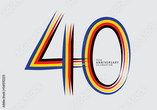 40 years anniversary celebration logotype colorful line vector, 40th birthday logo, 40 number, Banner template, vector design template elements for invitation card and poster. number design vector
