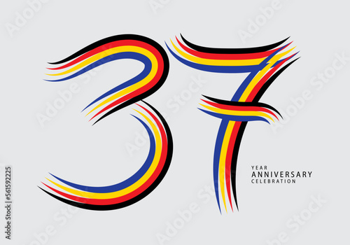 37 years anniversary celebration logotype colorful line vector, 37th birthday logo, 37 number, Banner template, vector design template elements for invitation card and poster. number design vector