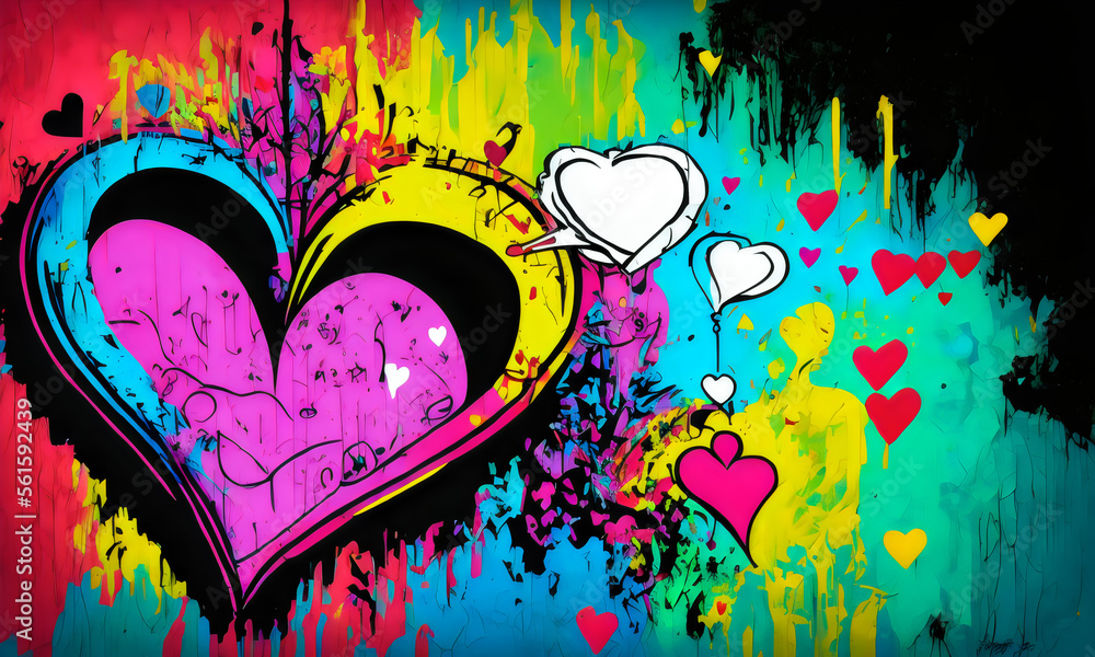 Fototapeta premium Grafitti Heart for Valentine Day or Wedding - Generative AI