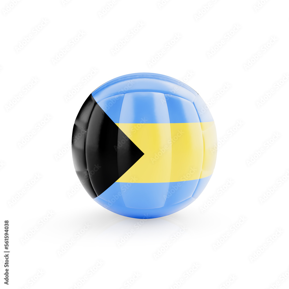 3D volleyball ball with Bahamas national team flag isolated on white background - 3D Rendering