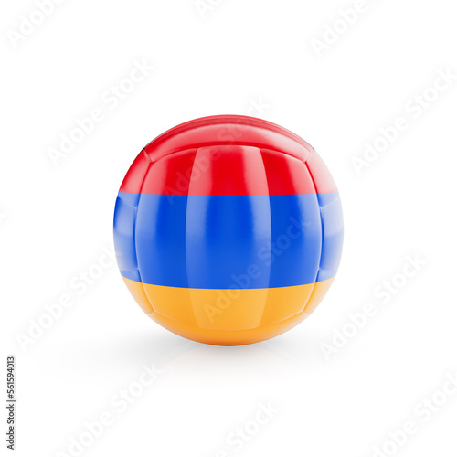 3D volleyball ball with Armenia national team flag isolated on white background - 3D Rendering