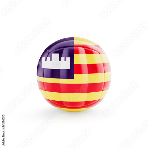 3D volleyball ball with Balearic Islands national team flag isolated on white background - 3D Rendering