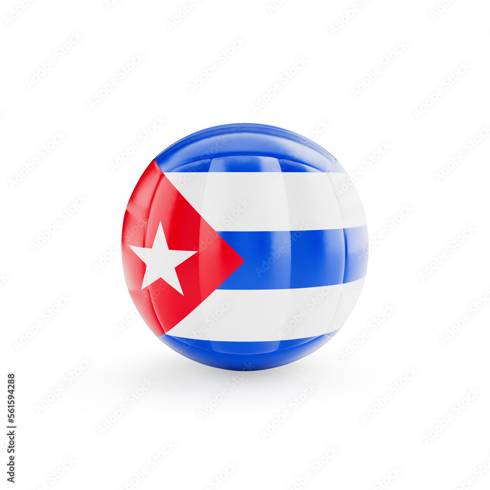 3D volleyball ball with Cuba national team flag isolated on white background - 3D Rendering 3D volleyball ball with Cuba national team flag isolated on white background - 3D Rendering