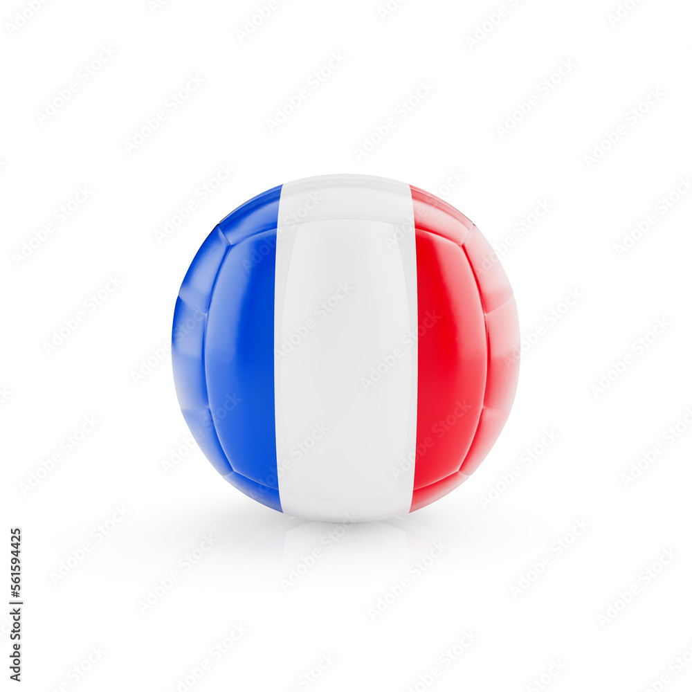 3D volleyball ball with France national team flag isolated on white background - 3D Rendering