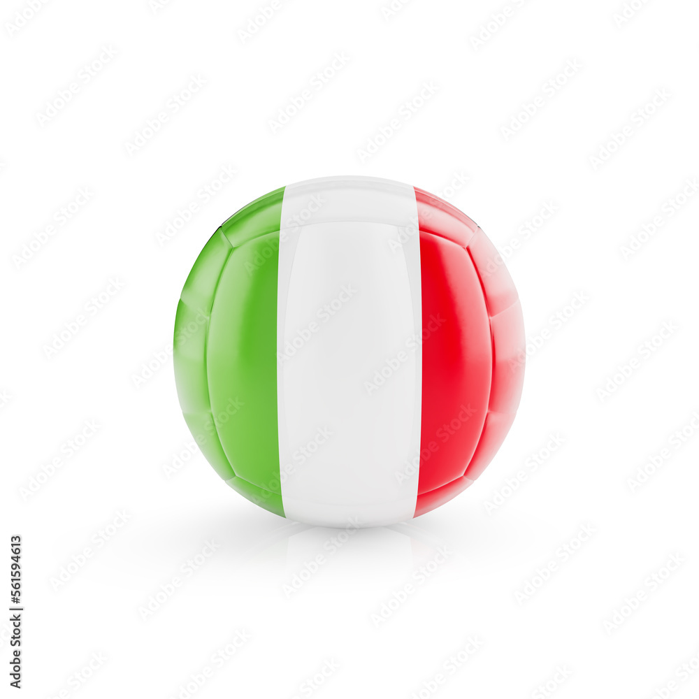 3D volleyball ball with Italy national team flag isolated on white background - 3D Rendering